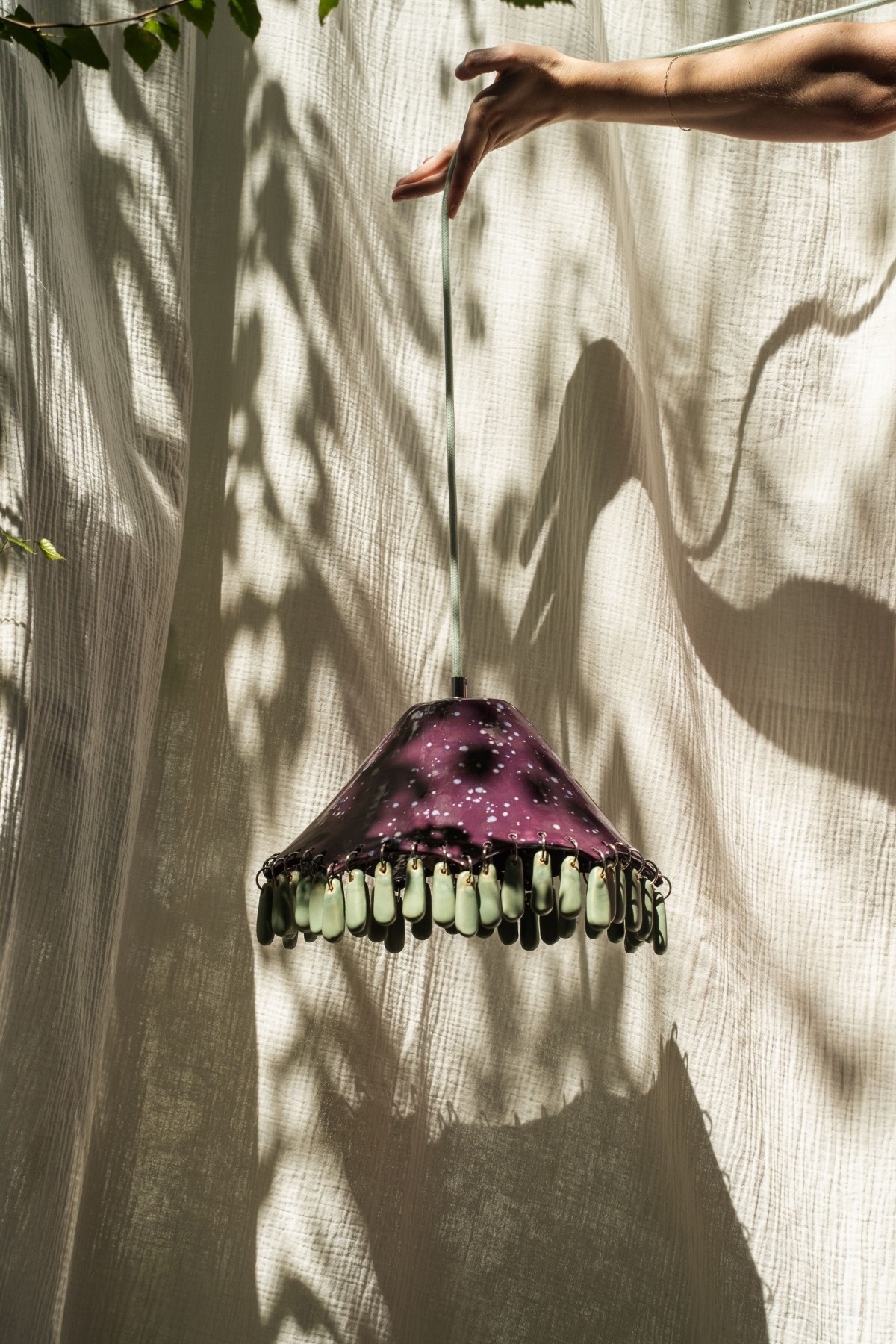Suspension parapluie Violette et Vert d'eau